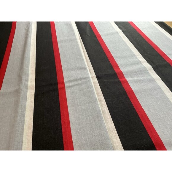 The Rosewood Print Linen Blend Fabric Black, Red and Grey Striped 4 Yards x 58" - Picture 2 of 8